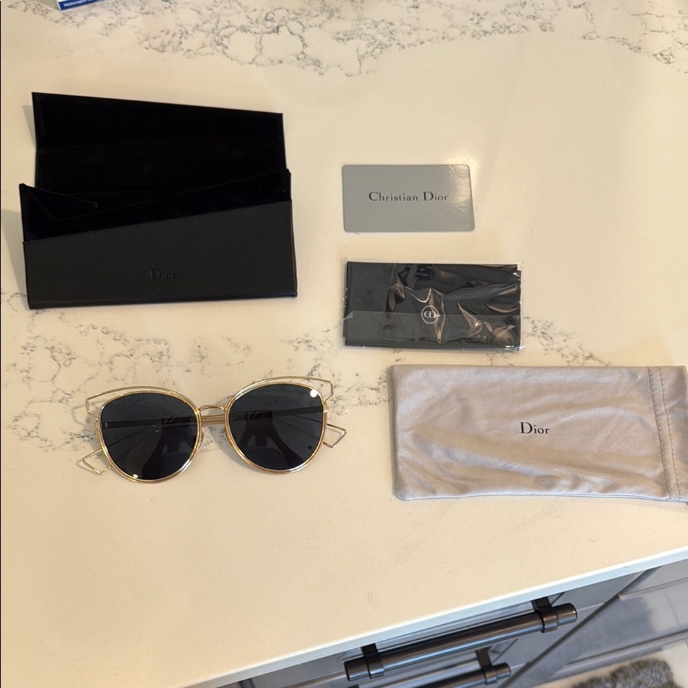 Dior Sideral Gold Frame Sunglasses with Black Lenses